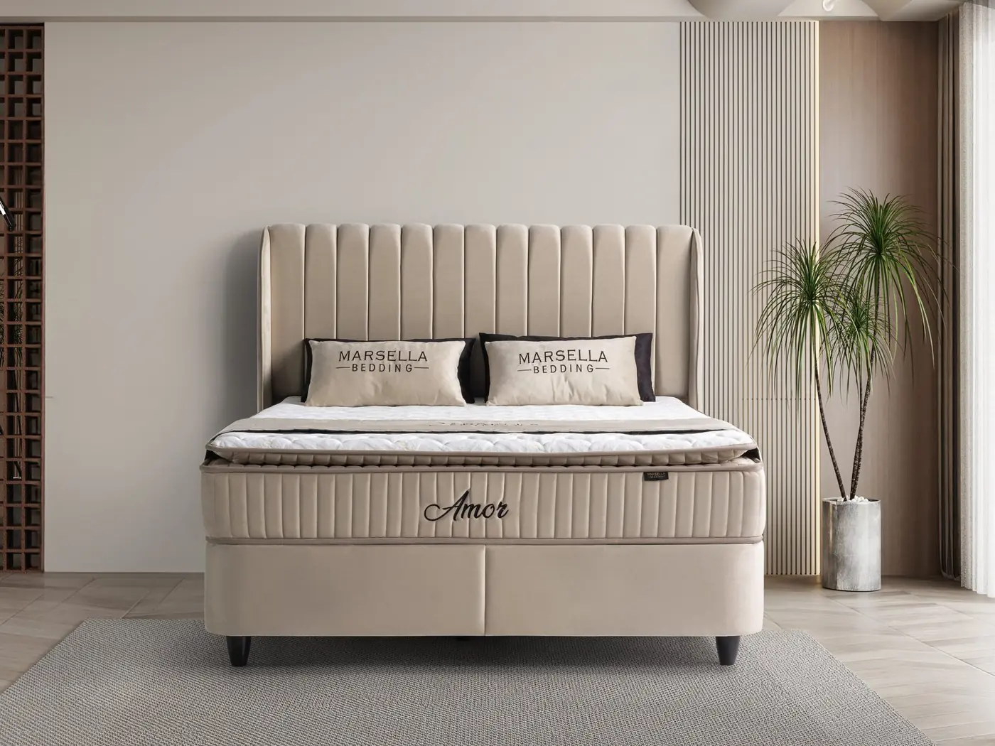 Amor storage bed with headboard