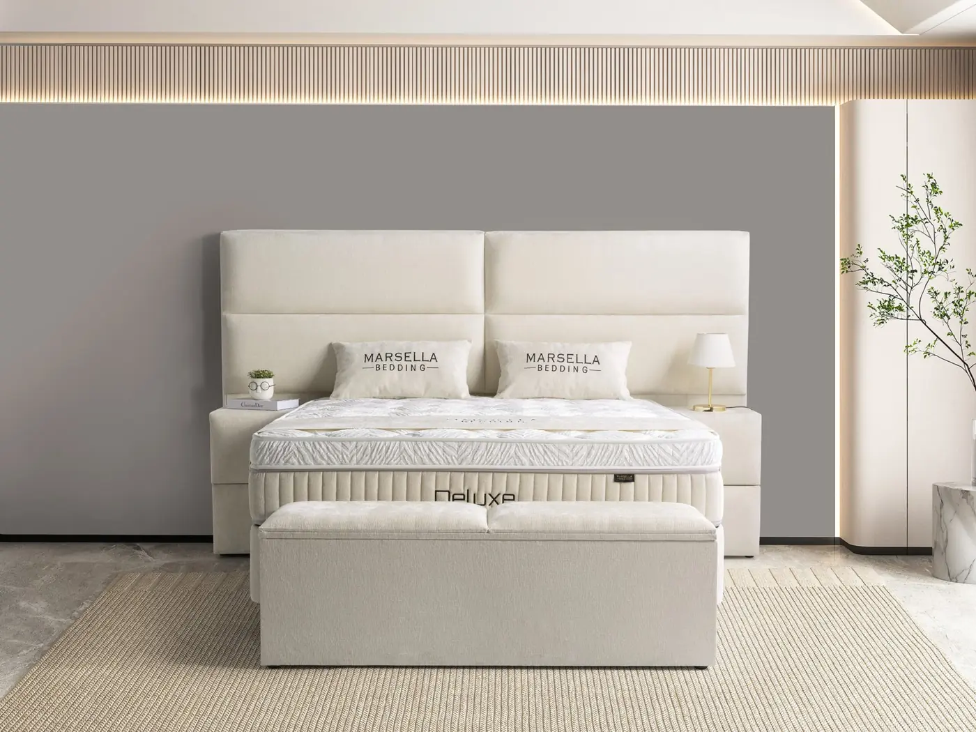 Deluxe storage bed with headboard