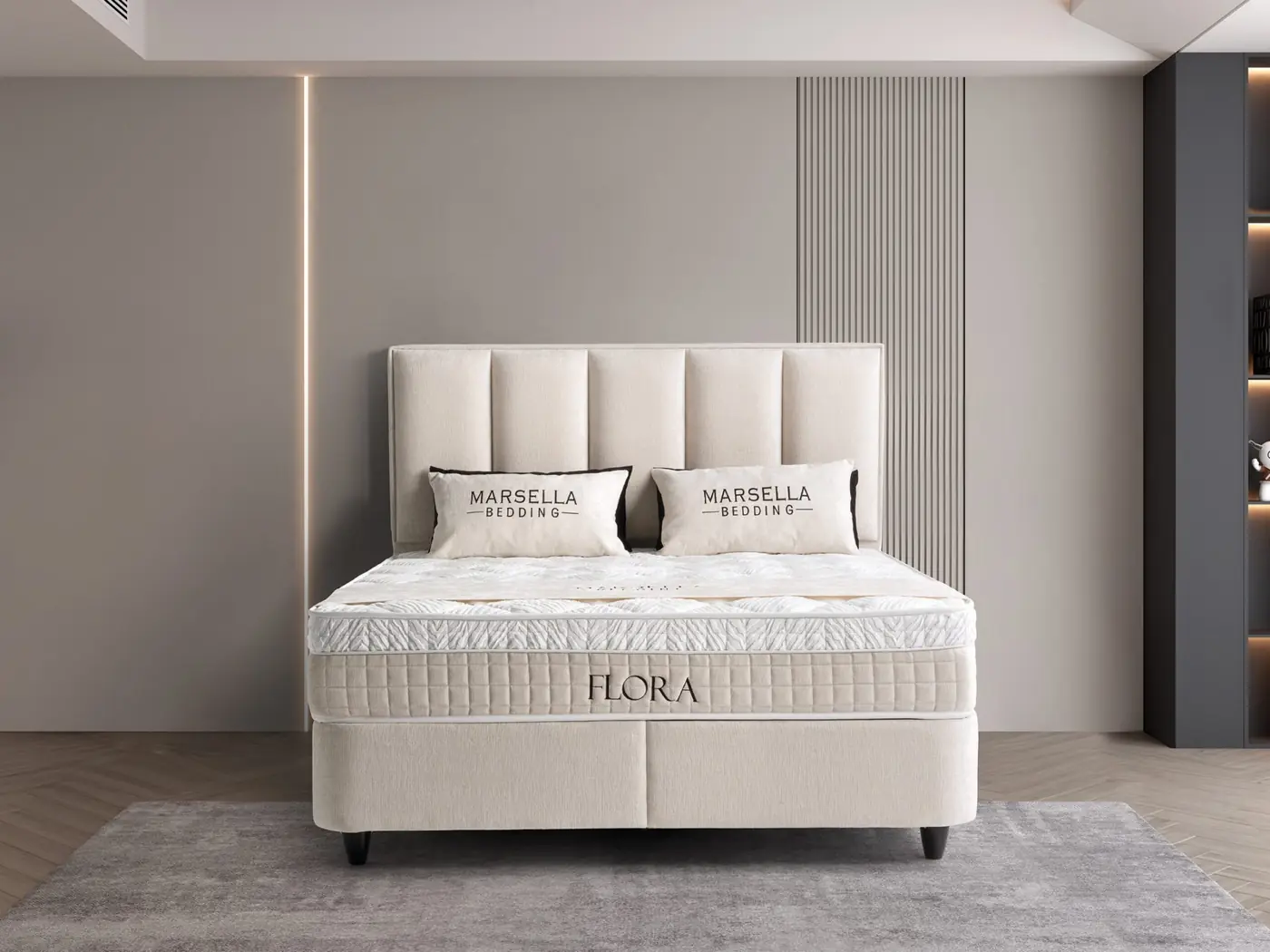 Flora storage bed with headboard
