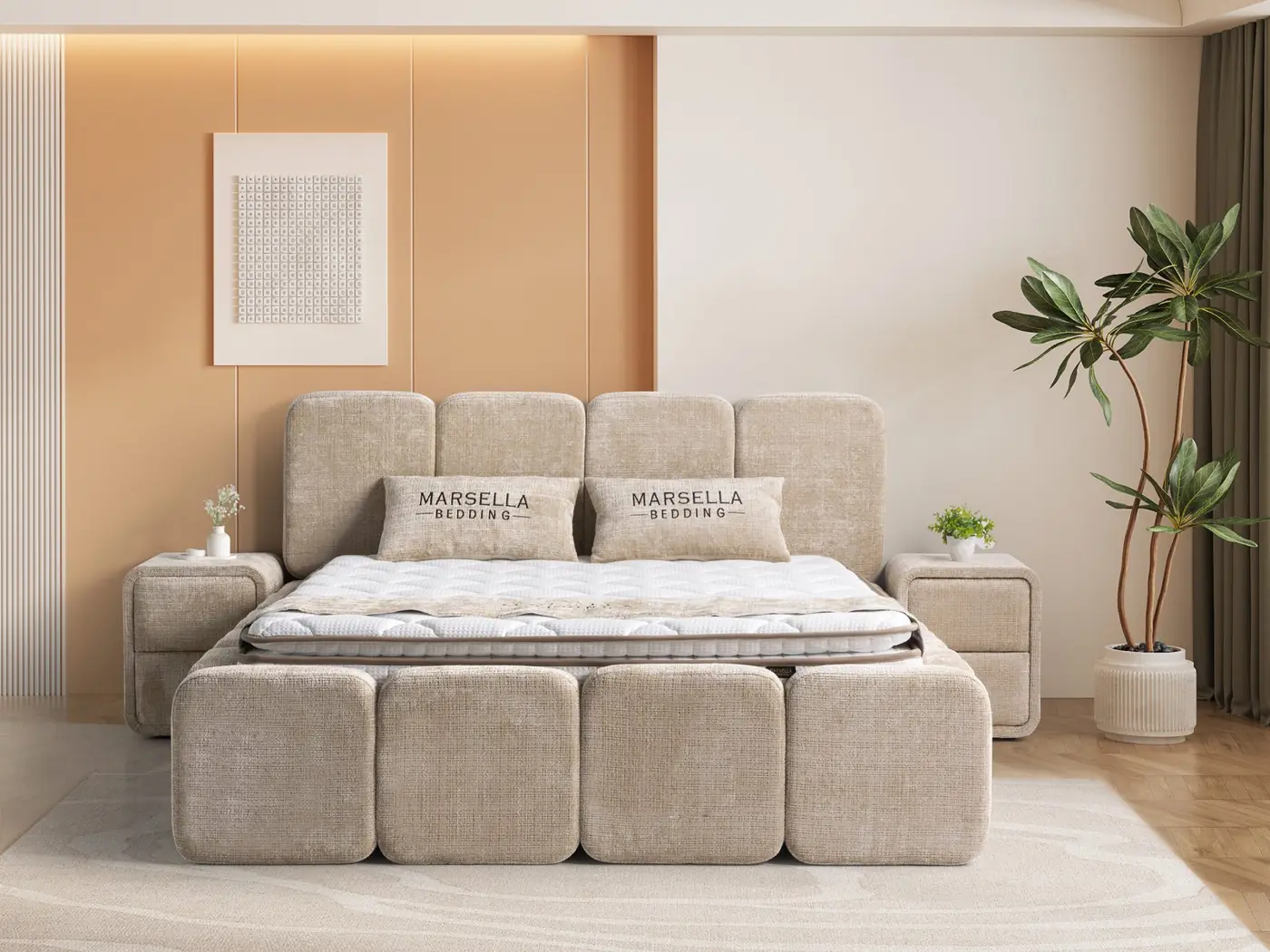 Tetra storage bed with headboard
