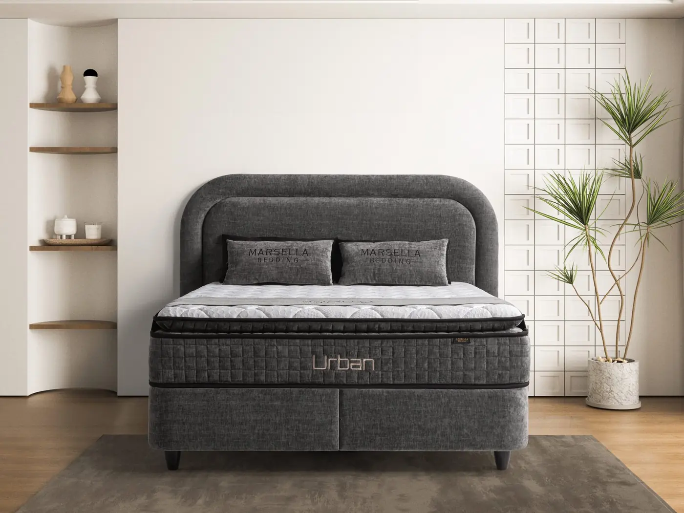 Urban storage bed with headboard
