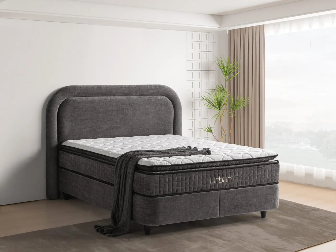Urban storage bed with headboard
